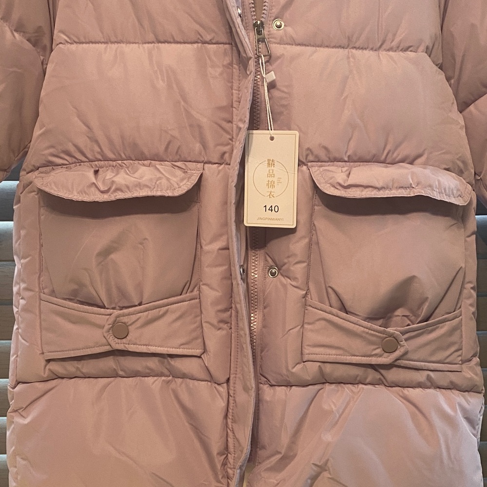 Children's Pink Puffer Coat with Faux Fur Hood NWT - Picture 3 of 7
